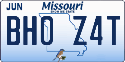 MO license plate BH0Z4T