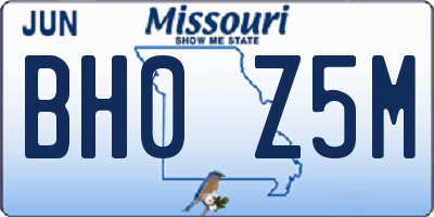 MO license plate BH0Z5M
