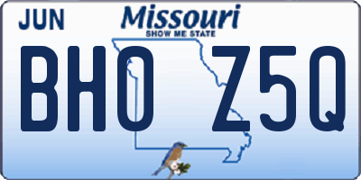 MO license plate BH0Z5Q