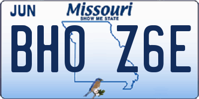 MO license plate BH0Z6E
