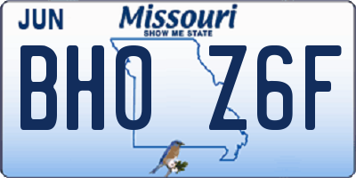 MO license plate BH0Z6F