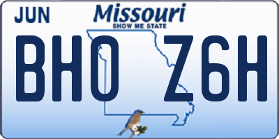 MO license plate BH0Z6H