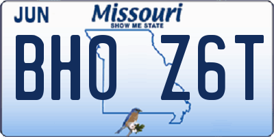 MO license plate BH0Z6T