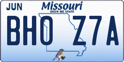 MO license plate BH0Z7A