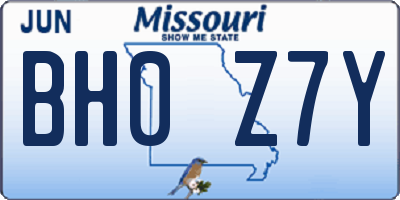 MO license plate BH0Z7Y