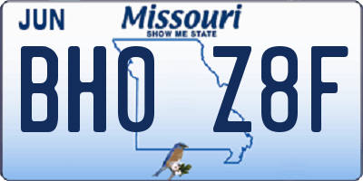 MO license plate BH0Z8F