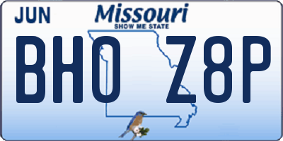 MO license plate BH0Z8P