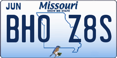 MO license plate BH0Z8S
