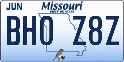 MO license plate BH0Z8Z
