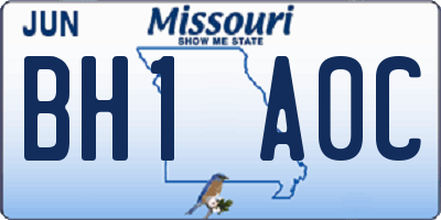 MO license plate BH1A0C