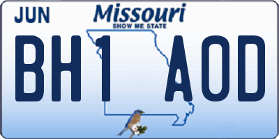 MO license plate BH1A0D