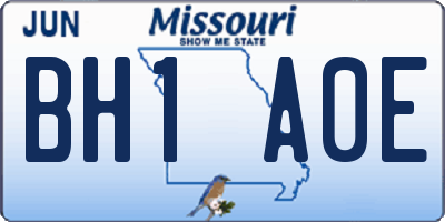 MO license plate BH1A0E