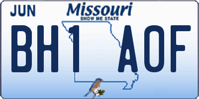 MO license plate BH1A0F