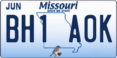 MO license plate BH1A0K