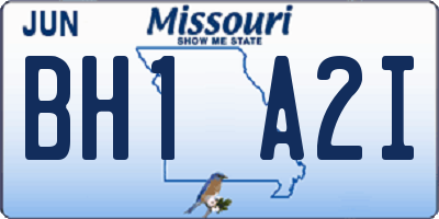 MO license plate BH1A2I