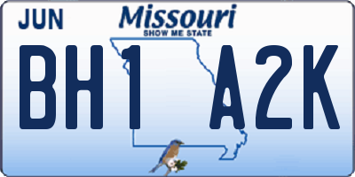 MO license plate BH1A2K