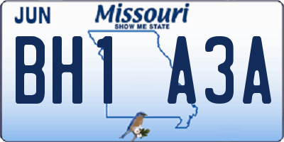MO license plate BH1A3A