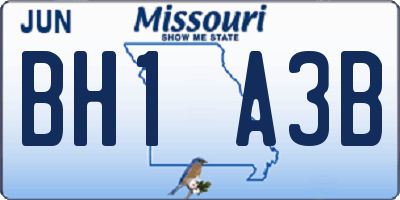 MO license plate BH1A3B