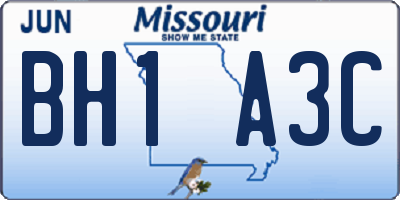 MO license plate BH1A3C