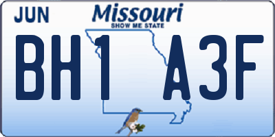 MO license plate BH1A3F