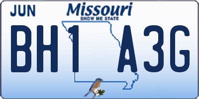 MO license plate BH1A3G