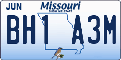 MO license plate BH1A3M