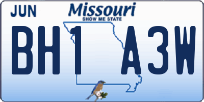 MO license plate BH1A3W