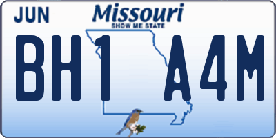 MO license plate BH1A4M