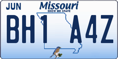 MO license plate BH1A4Z