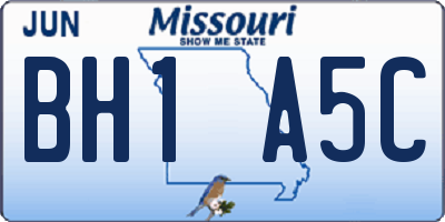 MO license plate BH1A5C