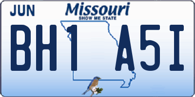 MO license plate BH1A5I