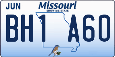 MO license plate BH1A6O
