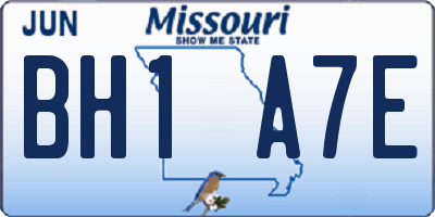 MO license plate BH1A7E