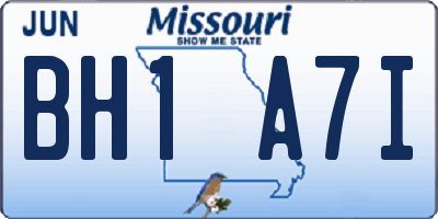 MO license plate BH1A7I