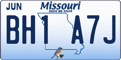 MO license plate BH1A7J