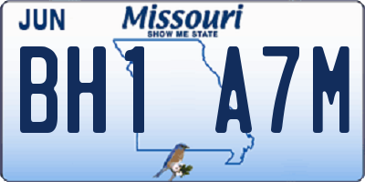 MO license plate BH1A7M