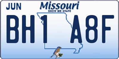 MO license plate BH1A8F