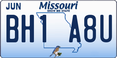 MO license plate BH1A8U