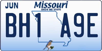 MO license plate BH1A9E