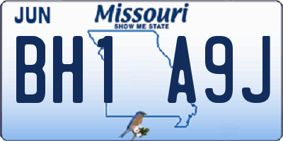 MO license plate BH1A9J