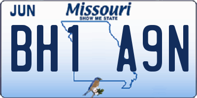MO license plate BH1A9N