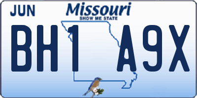 MO license plate BH1A9X