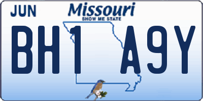 MO license plate BH1A9Y