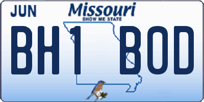 MO license plate BH1B0D