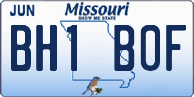 MO license plate BH1B0F