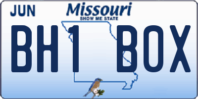 MO license plate BH1B0X