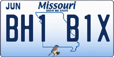 MO license plate BH1B1X