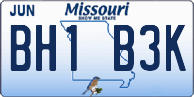 MO license plate BH1B3K