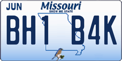 MO license plate BH1B4K