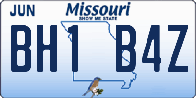 MO license plate BH1B4Z